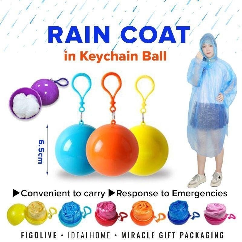 Portable Rain Ponchos Ball For Adults Kids Disposable Raincoat Pack Of 3
