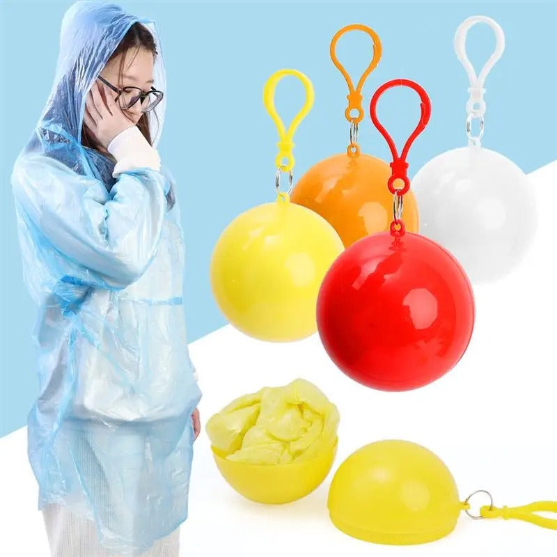 Portable Rain Ponchos Ball For Adults Kids Disposable Raincoat Pack Of 3