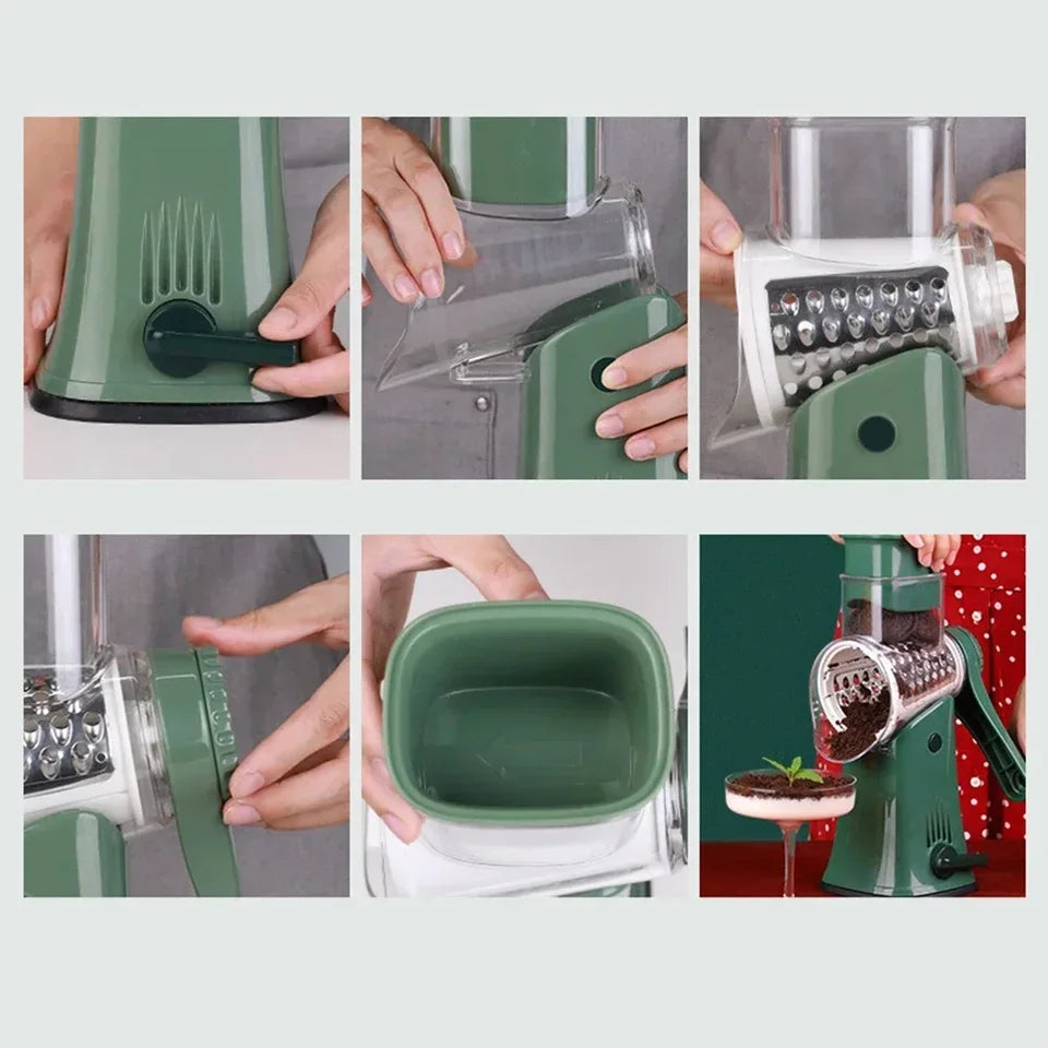 Manual Drum Grater With Removable Blades.