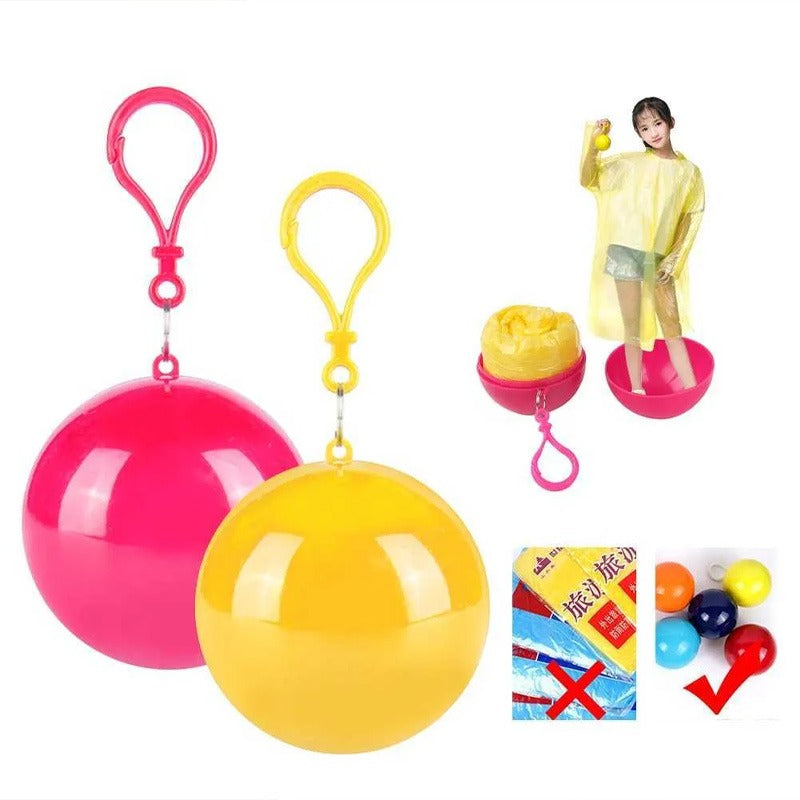 Portable Rain Ponchos Ball For Adults Kids Disposable Raincoat Pack Of 3