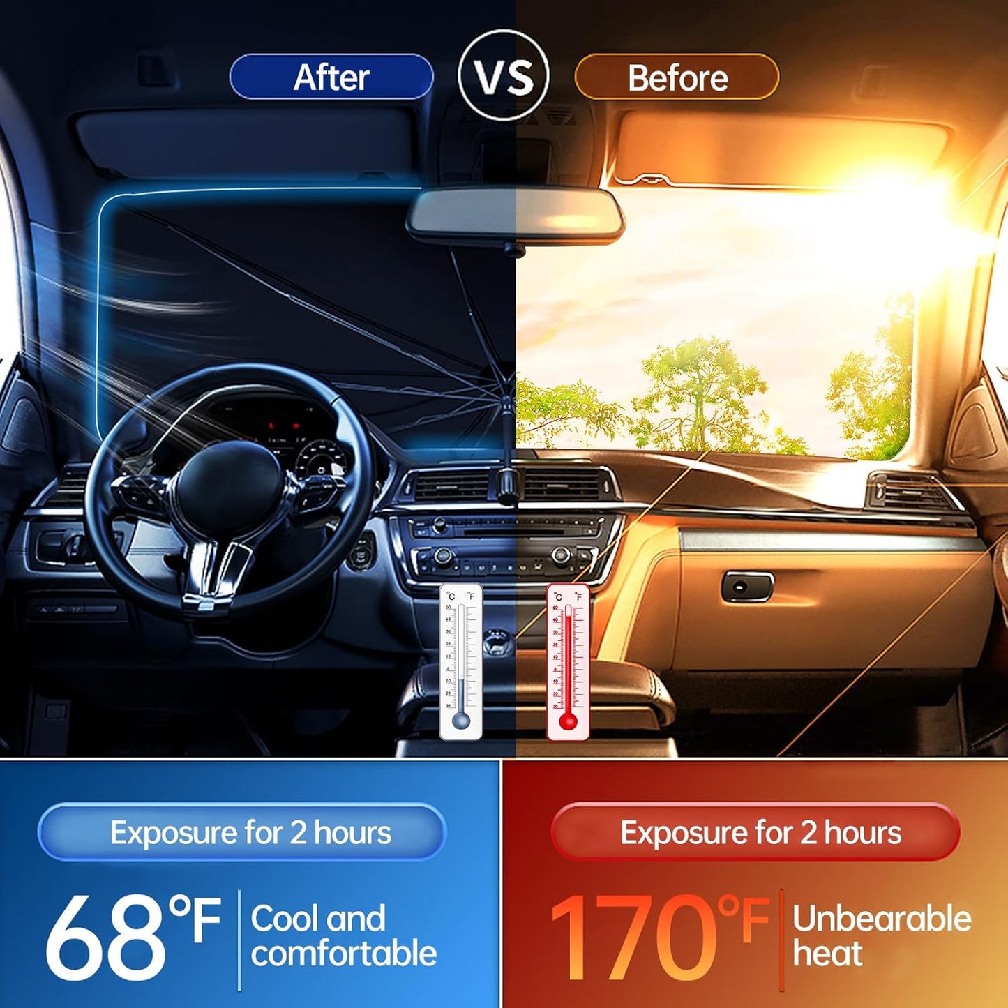 Universal Car Windshield Sun Shade Umbrella Protector