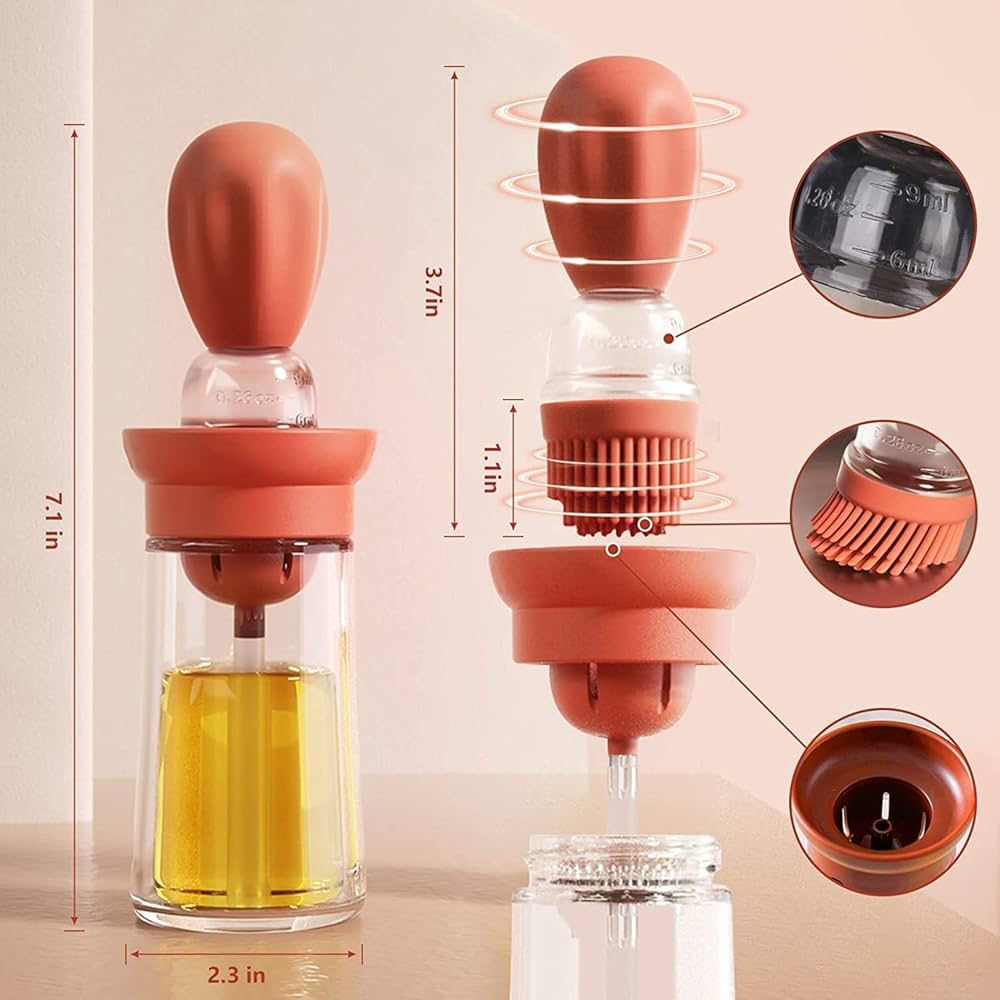 Oil Bottle with Brush Silicone Pastry Brush