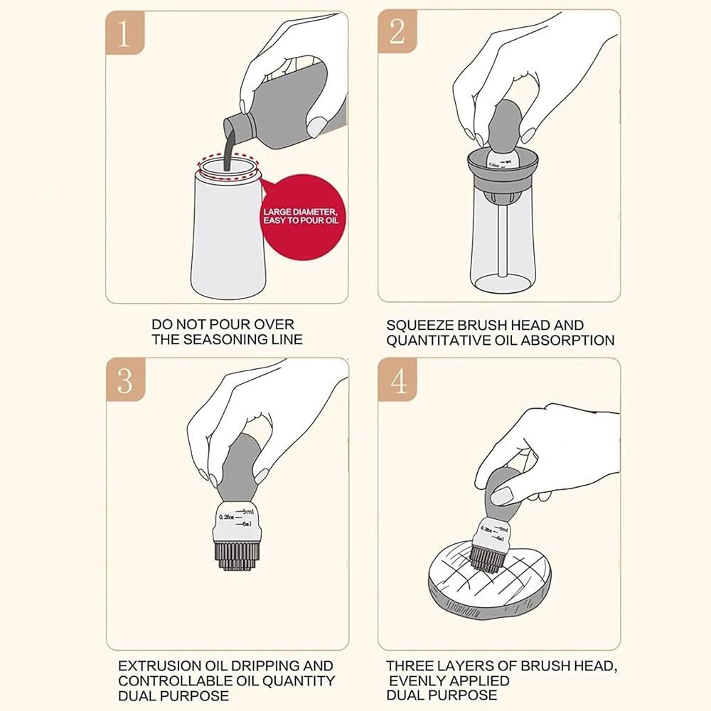 Oil Bottle with Brush Silicone Pastry Brush