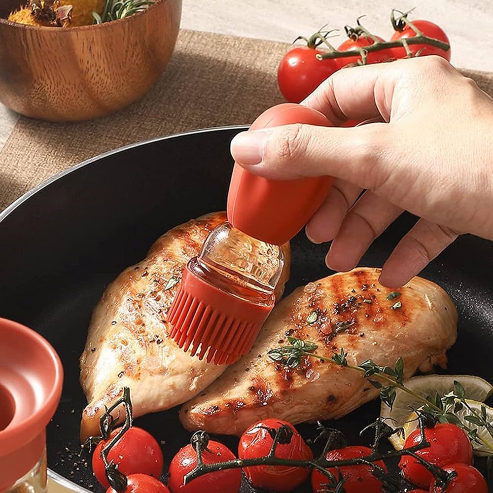 Oil Bottle with Brush Silicone Pastry Brush