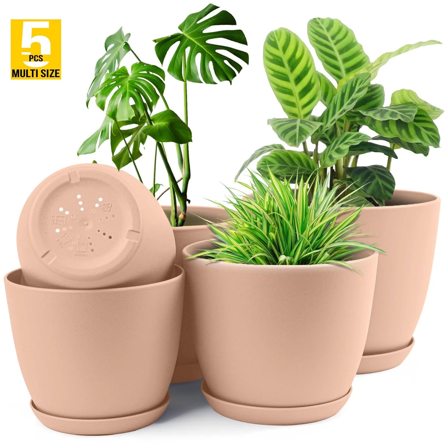 5pcs Plastic Flower Pot Set