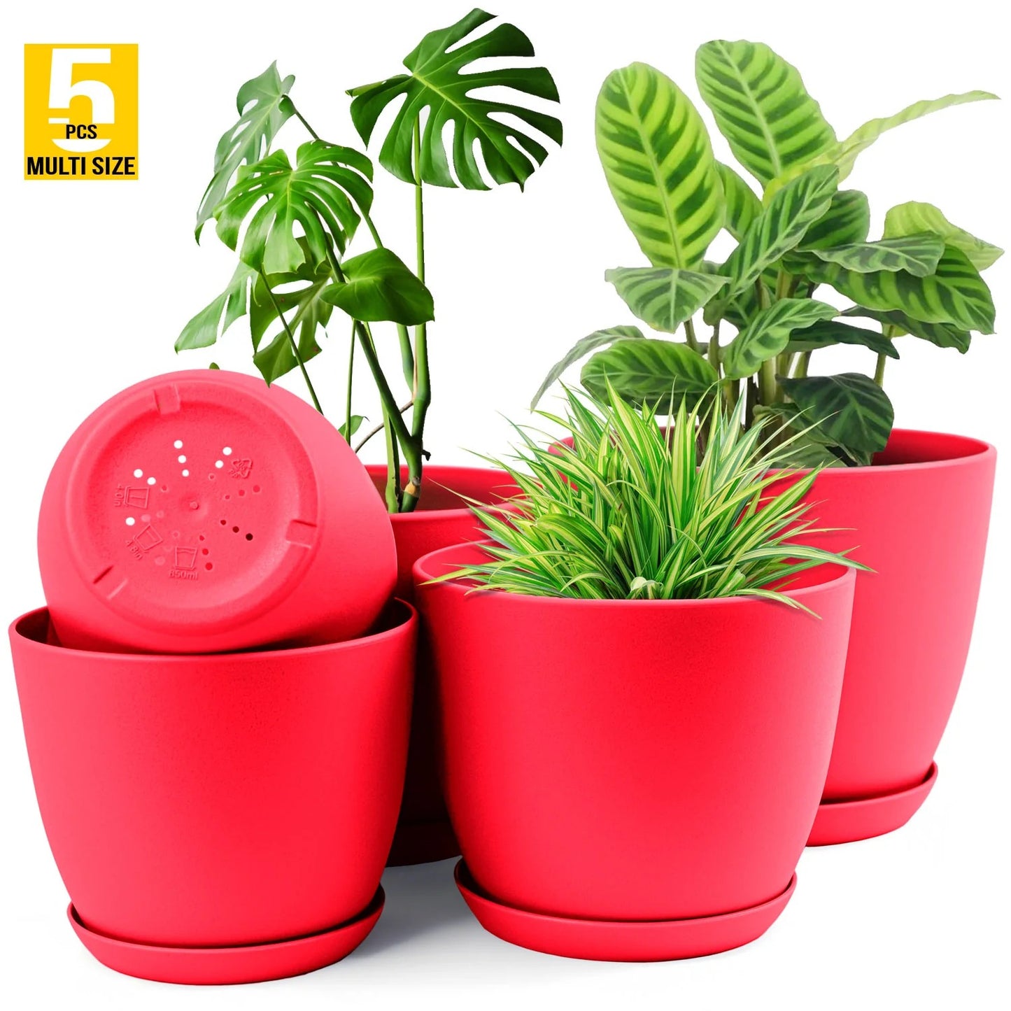 5pcs Plastic Flower Pot Set