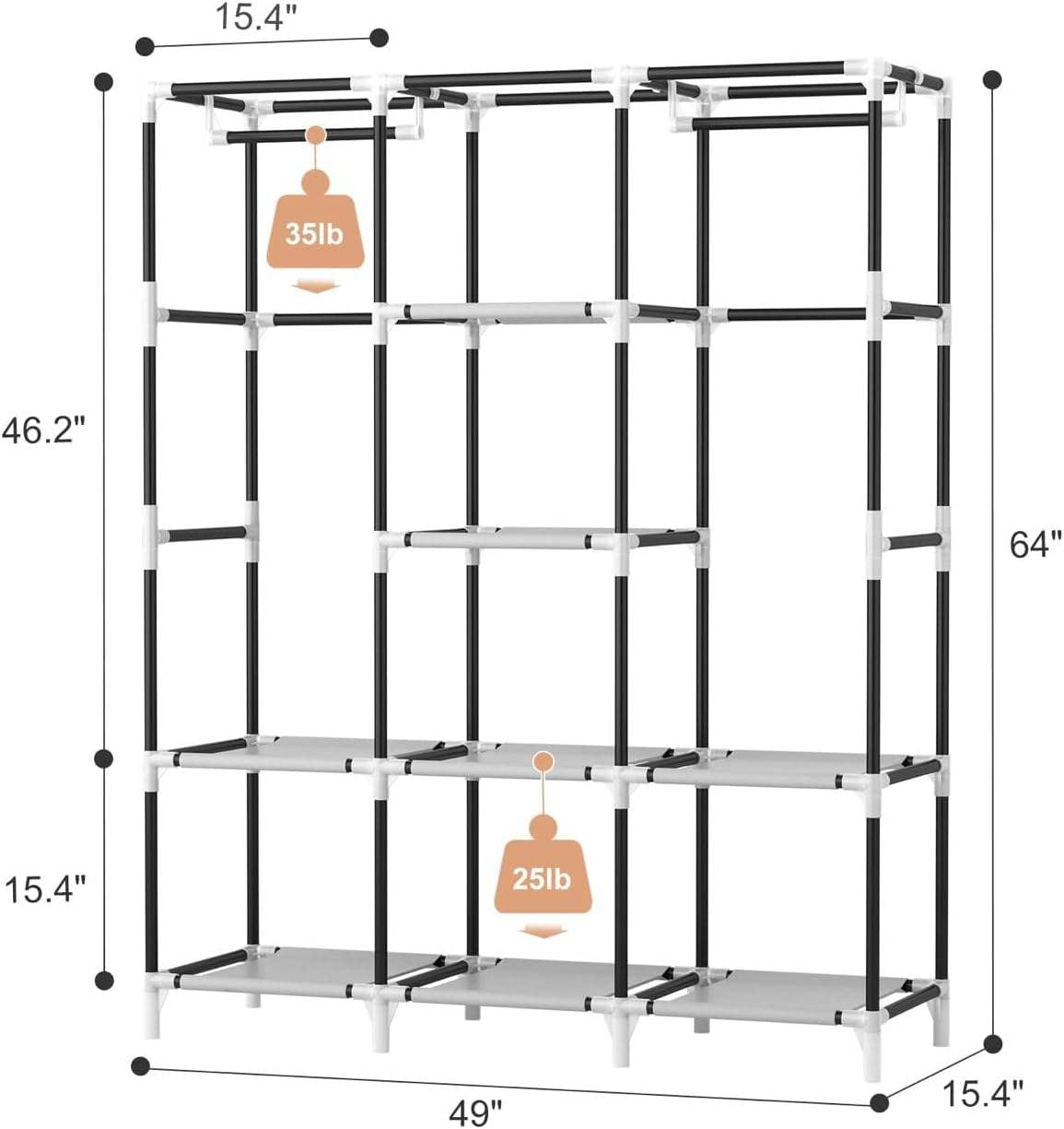 Foldable DIY solid wood and non woven fabric portable wardrobe