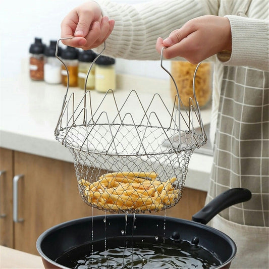 12 In 1 Stainless Steel Foldable Chef Basket